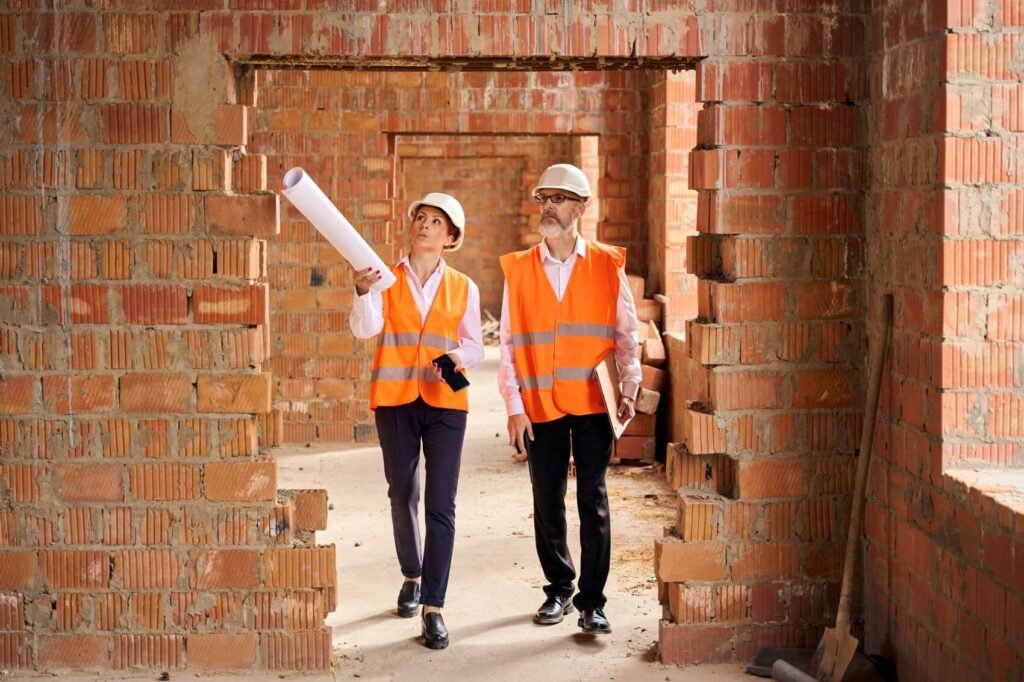 Inspection d'un chantier en construction à Rouen en Seine-Maritime.