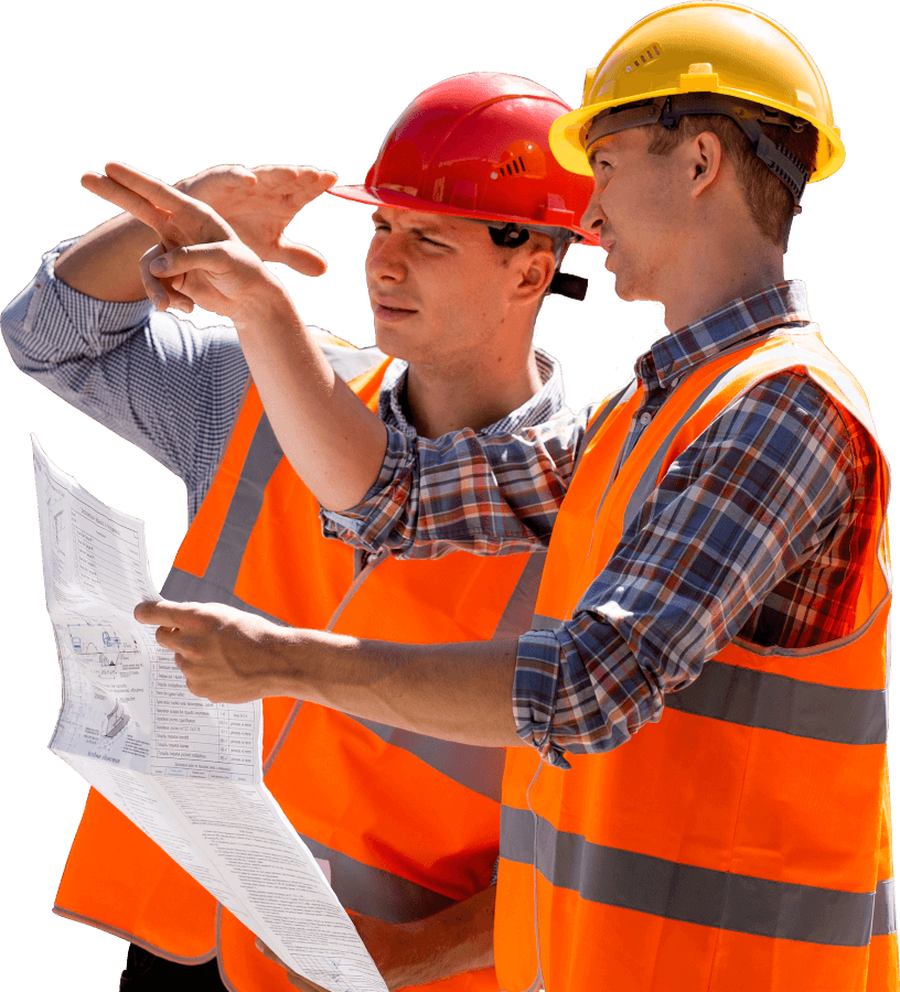 Discussion entre chefs de chantier à Rouen en Seine-Maritime.